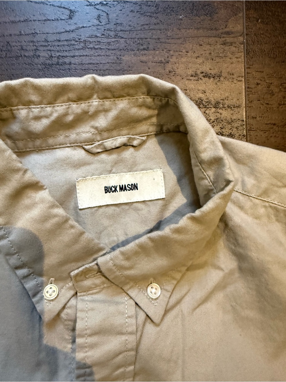 Buck Mason Light Tan Long-Sleeve Button-Down Shirt - Picture 2 of 6